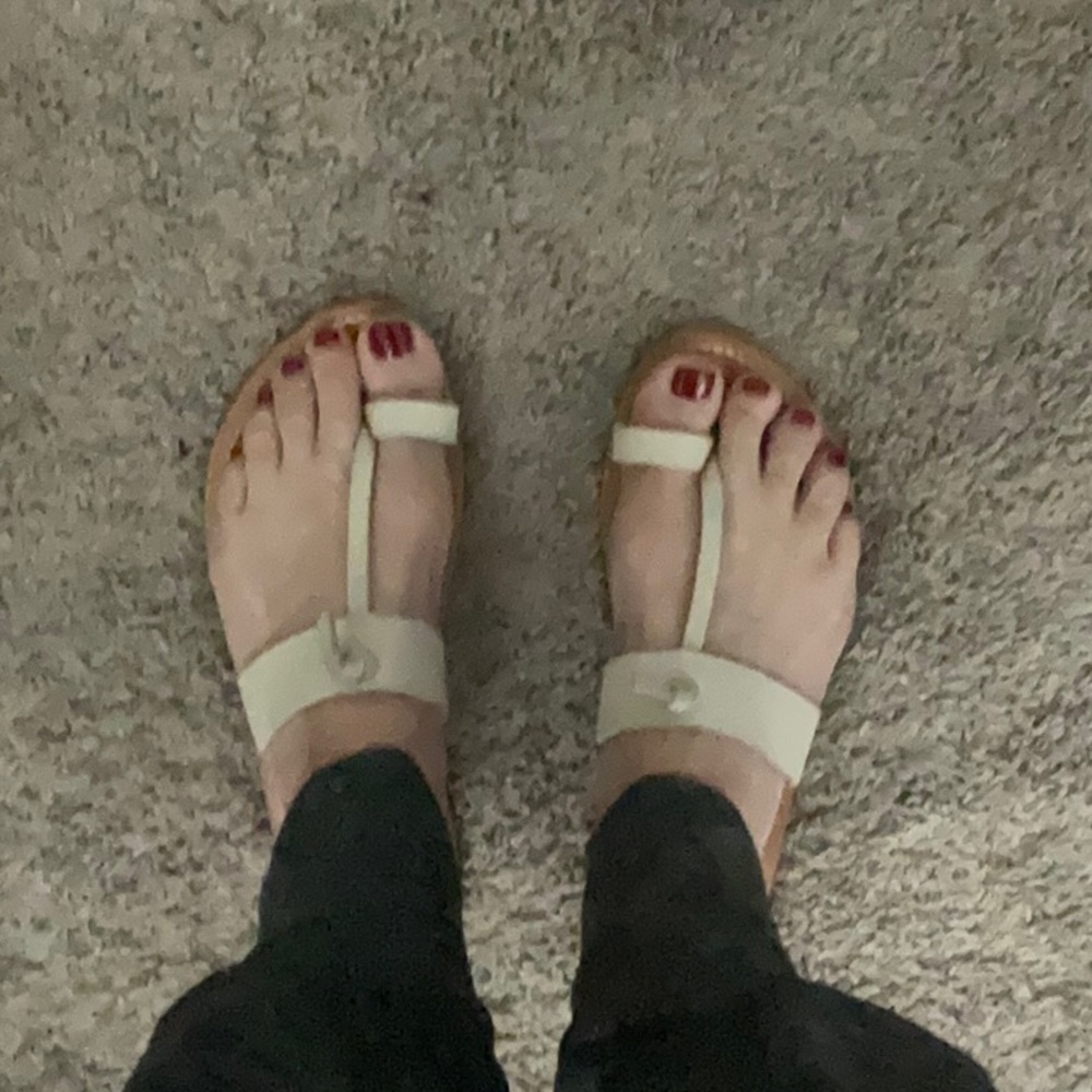 K.Jacques Cream Sandals Minimalist T-Bar Style